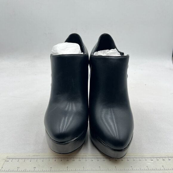 XYD Black Chunky High Heels Platform Ankle Boots Pointed Toe Side Zipper Booties - Picture 3 of 8